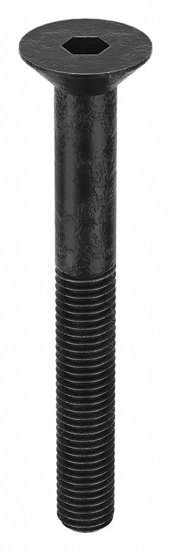 VIS ASS À SIX PANS CREUX,M12-1,75,100MM LO,PLATE,OXYDE NOIR,ACIER,CLASSE 10.9,25PQ