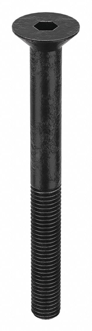 Socket Flat Head Screw: M12x1.75 Thread Size, 120 mm Lg, Flat, Black Oxide, Alloy Steel, 25 PK