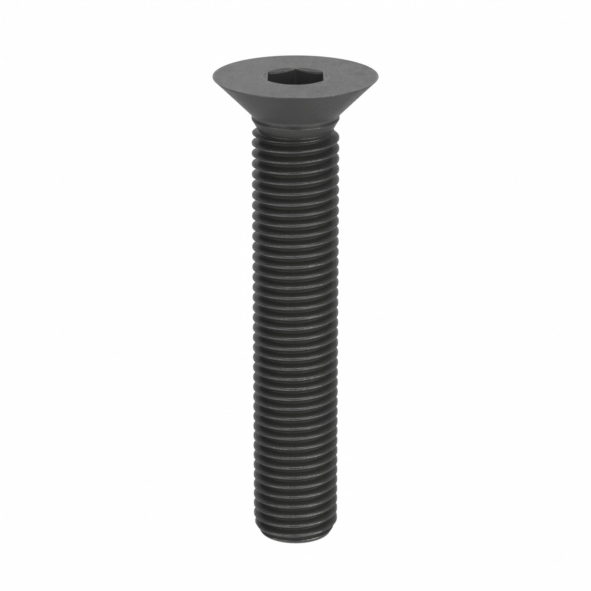 Socket Flat Head Screw: M16x2.00 Thread Size, 90 mm Lg, Flat, Black Oxide, Alloy Steel, 10 PK