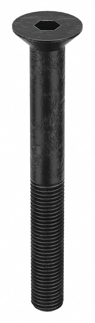 Socket Flat Head Screw: M16x2.00 Thread Size, 140 mm Lg, Flat, Black Oxide, Alloy Steel, 10 PK