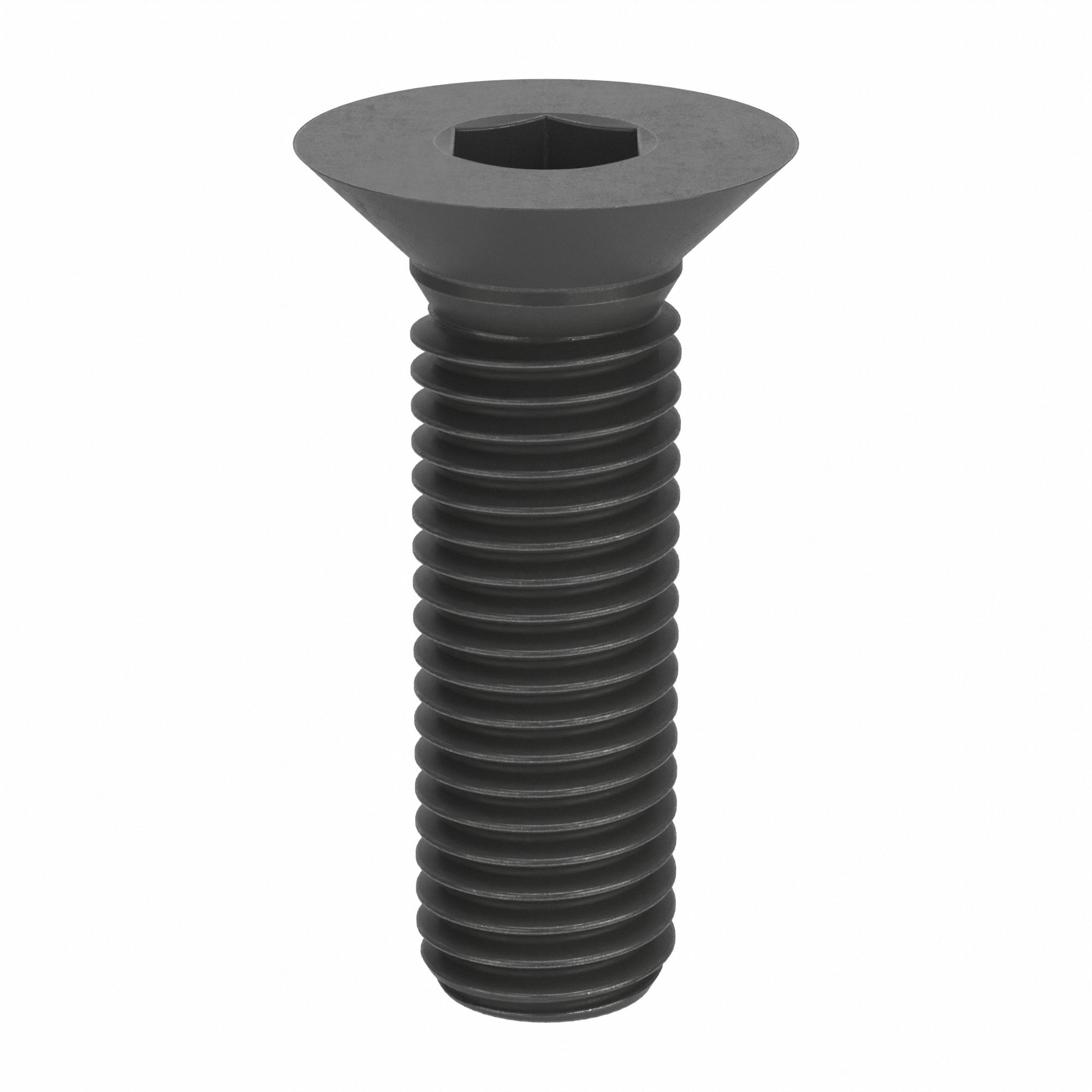 Socket Flat Head Screw: M18x2.50 Thread Size, 60 mm Lg, Flat, Black Oxide, Alloy Steel, 10 PK