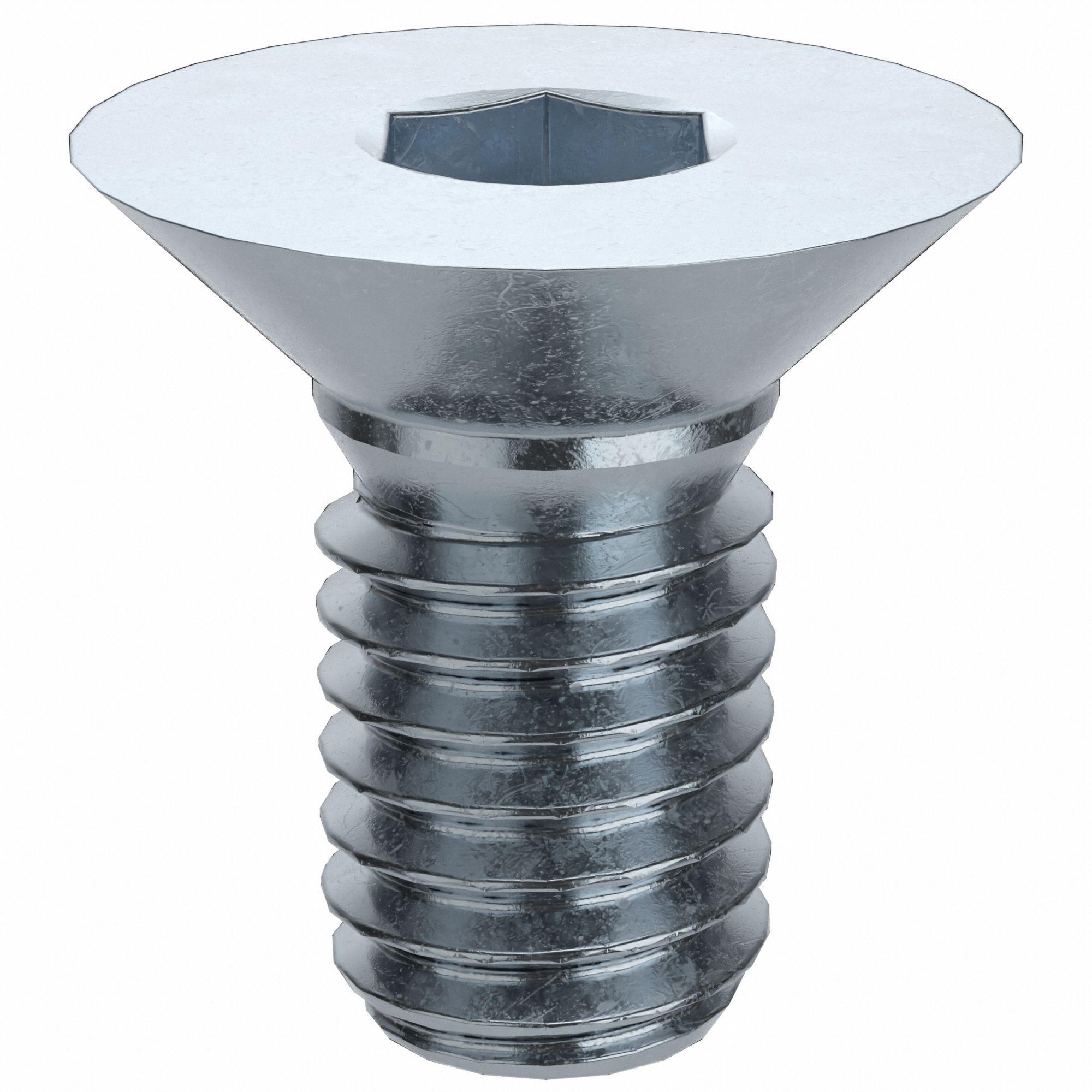 Socket Flat Head Screw: M3x0.50 Thread Size, 6 mm Lg, Flat, Zinc Plated, Alloy Steel, 100 PK
