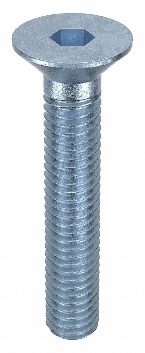 Socket Flat Head Screw: M3x0.50 Thread Size, 16 mm Lg, Flat, Zinc Plated, Alloy Steel, 100 PK