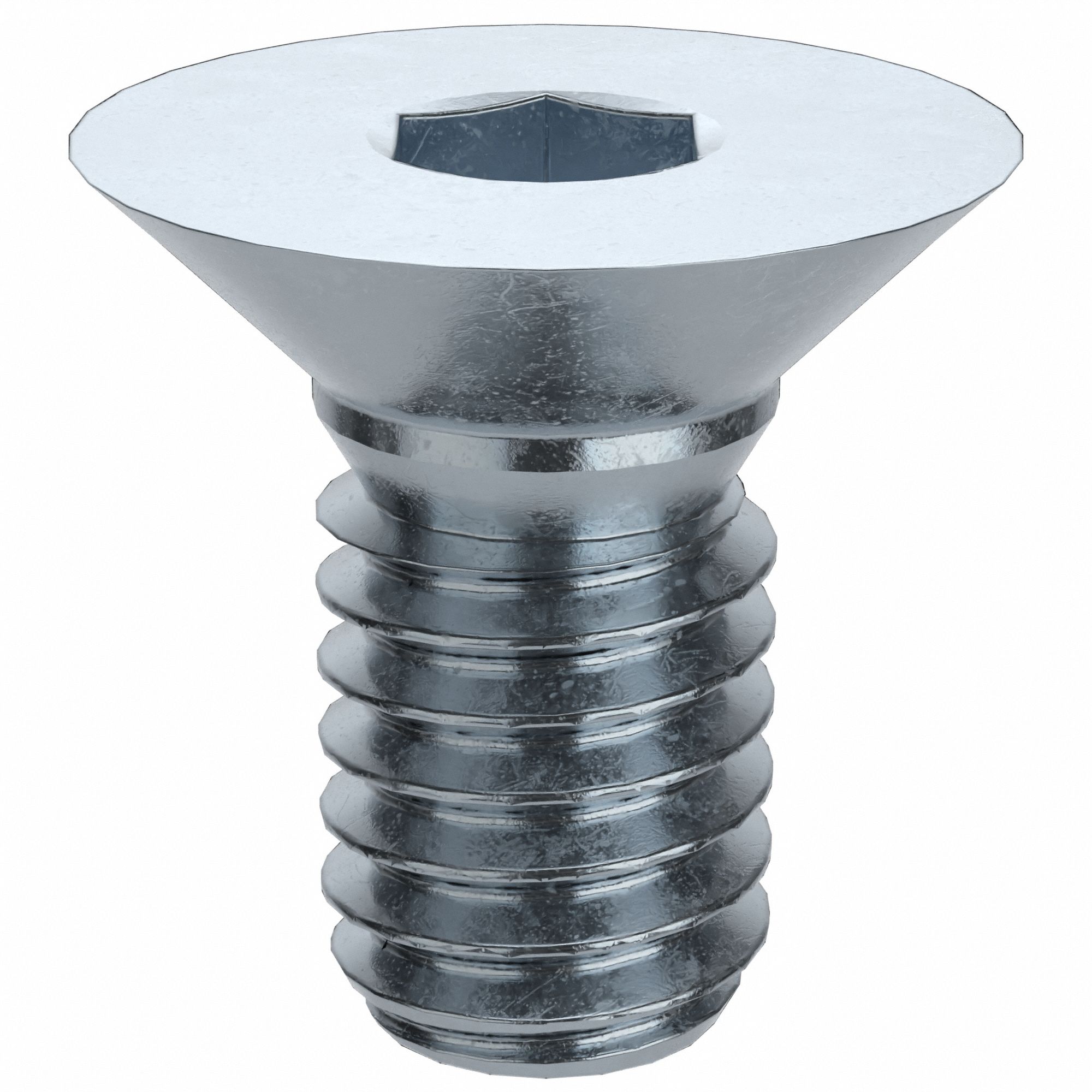Socket Flat Head Screw: M4x0.70 Thread Size, 8 mm Lg, Flat, Zinc Plated, Alloy Steel, 100 PK
