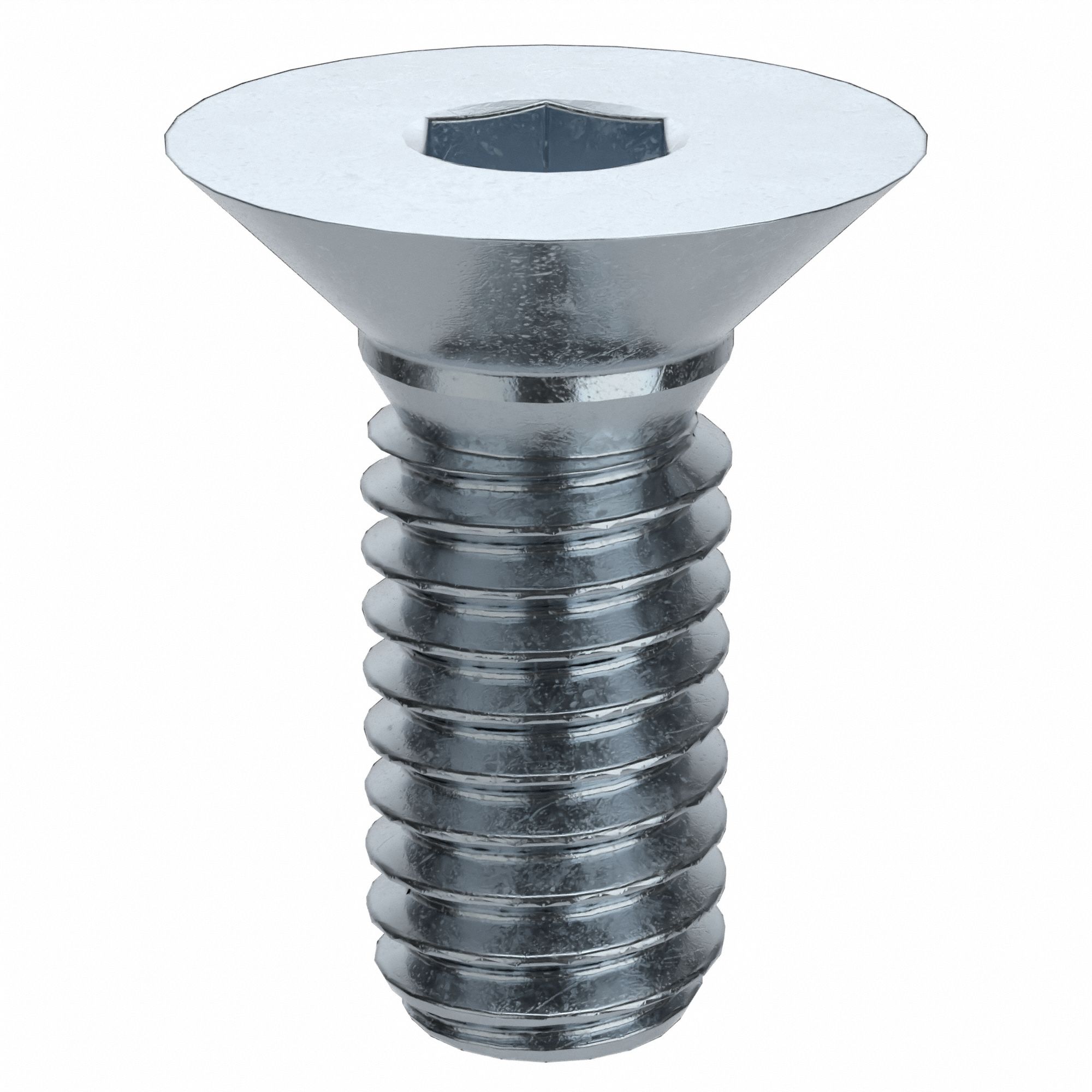 Socket Flat Head Screw: M4x0.70 Thread Size, 10 mm Lg, Flat, Zinc Plated, Alloy Steel, 100 PK