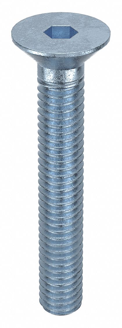 Socket Flat Head Screw: M4x0.70 Thread Size, 25 mm Lg, Flat, Zinc Plated, Alloy Steel, 100 PK