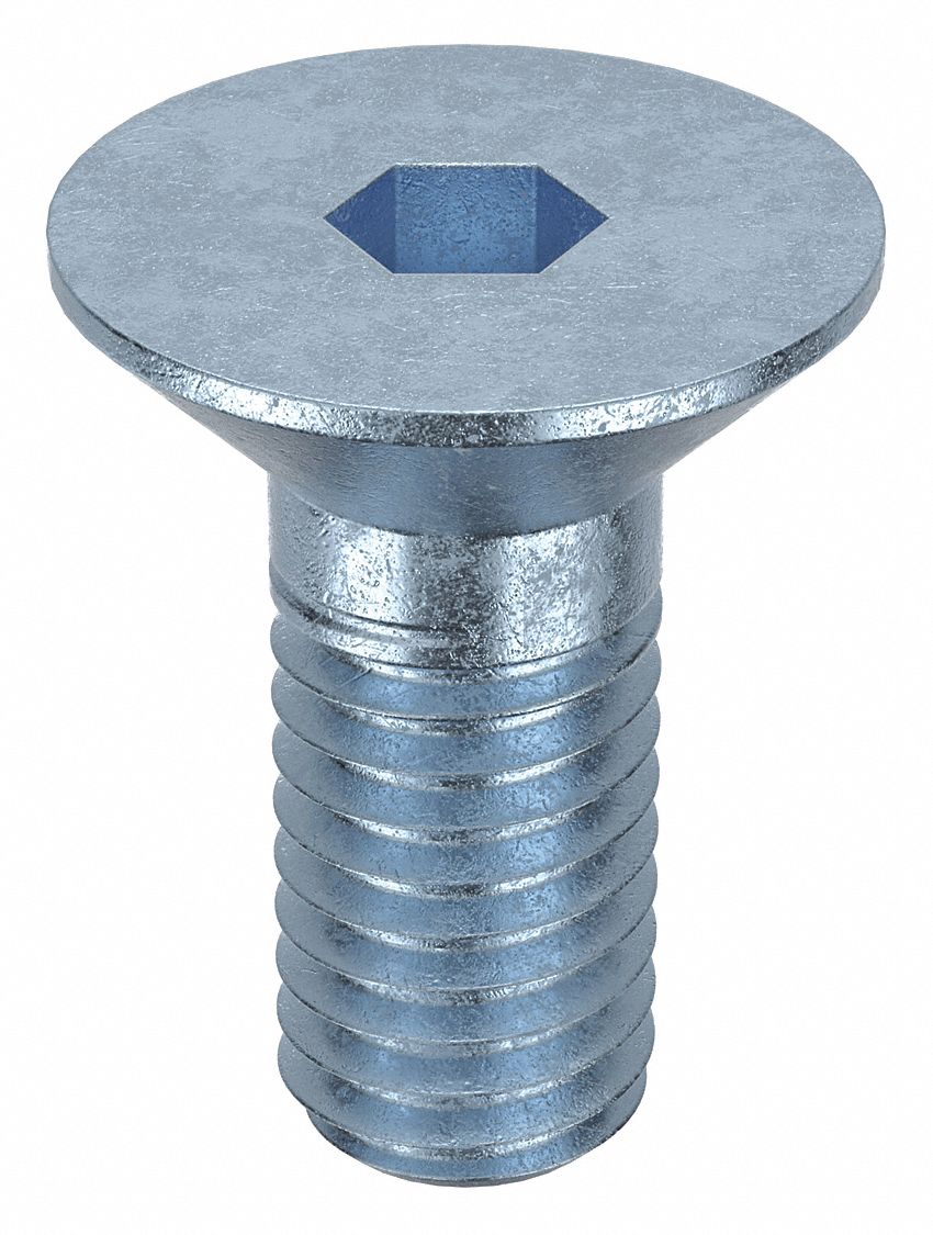 Socket Flat Head Screw: M5x0.80 Thread Size, 10 mm Lg, Flat, Zinc Plated, Alloy Steel, 100 PK