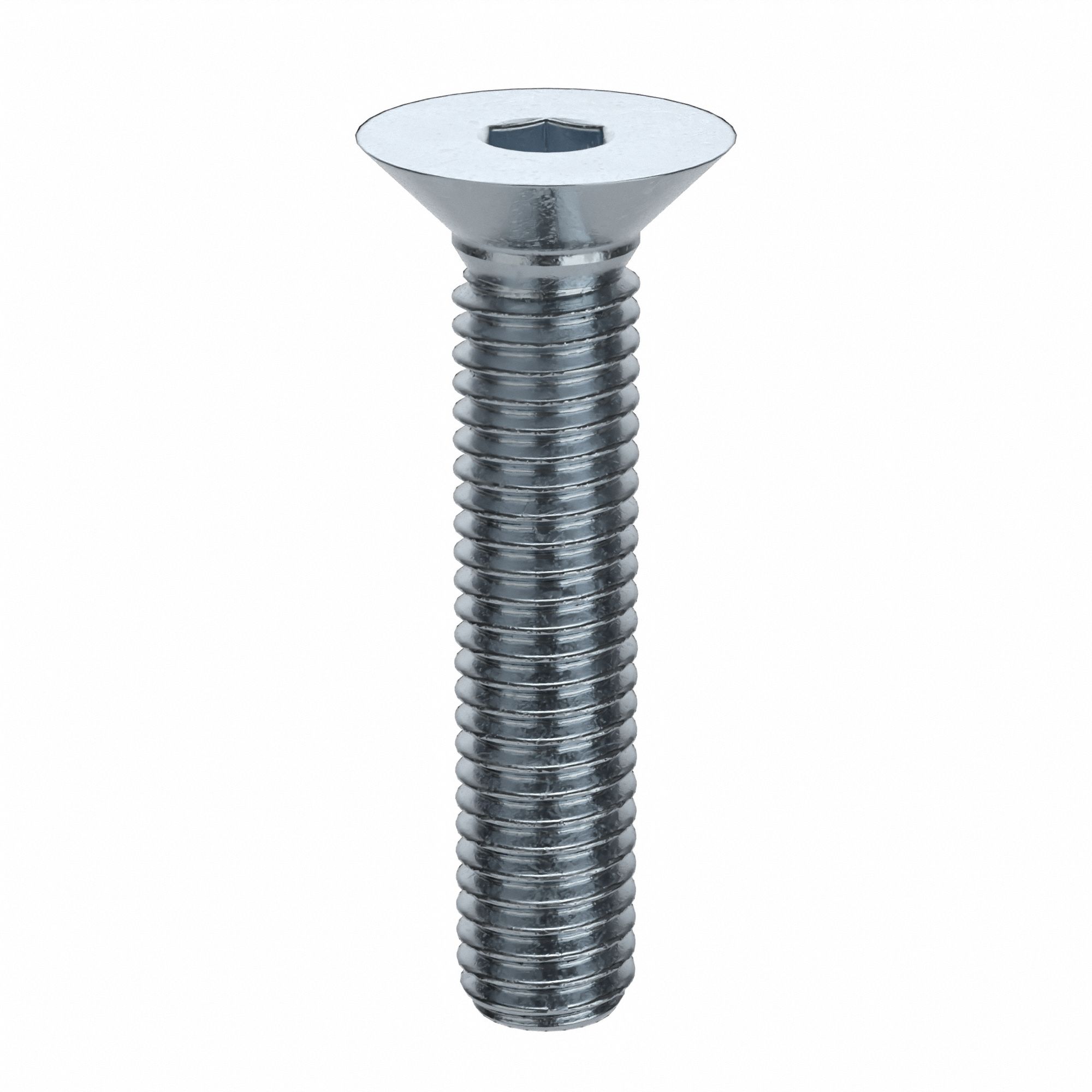 Socket Flat Head Screw: M5x0.80 Thread Size, 25 mm Lg, Flat, Zinc Plated, Alloy Steel, 100 PK
