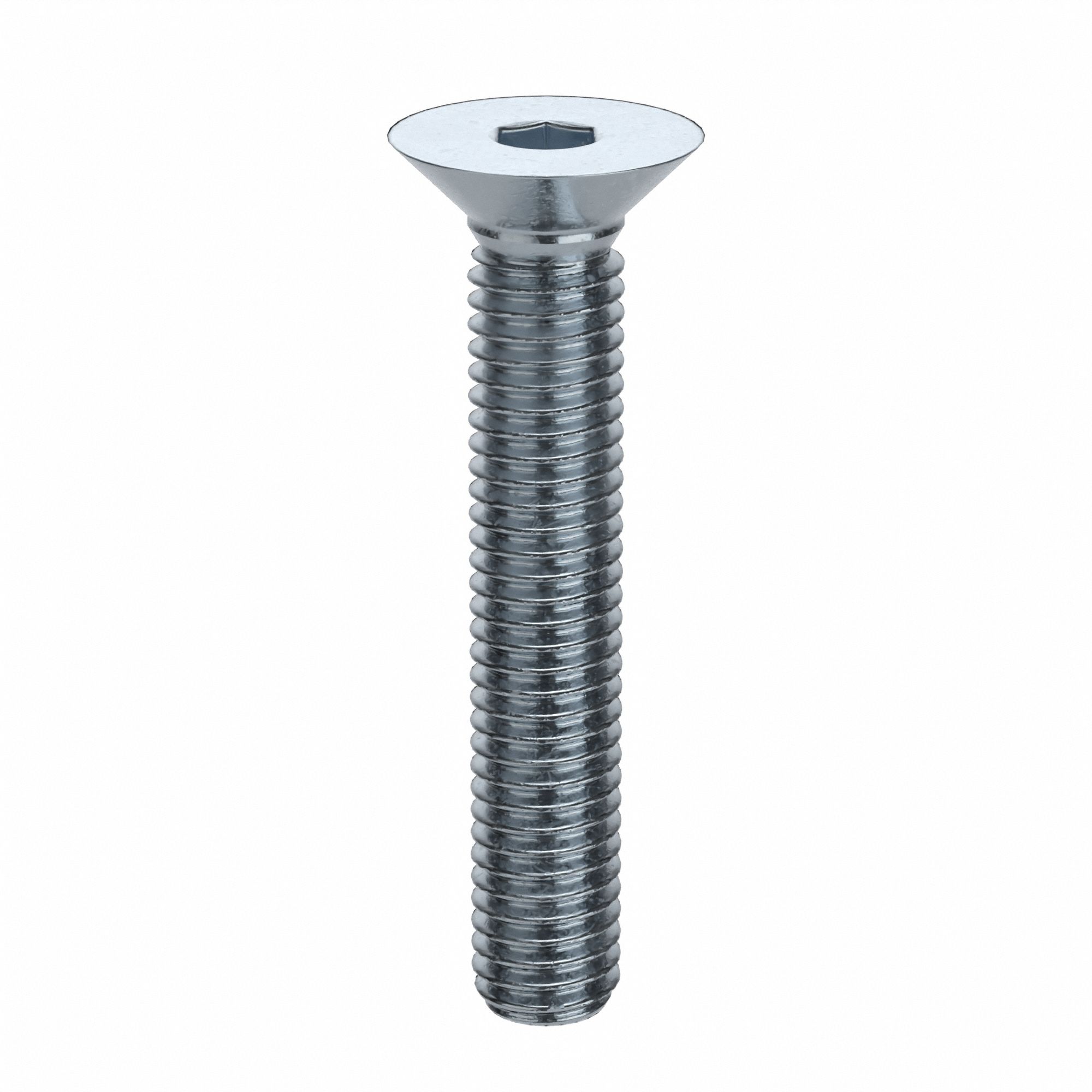 Socket Flat Head Screw: M5x0.80 Thread Size, 30 mm Lg, Flat, Zinc Plated, Alloy Steel, 100 PK