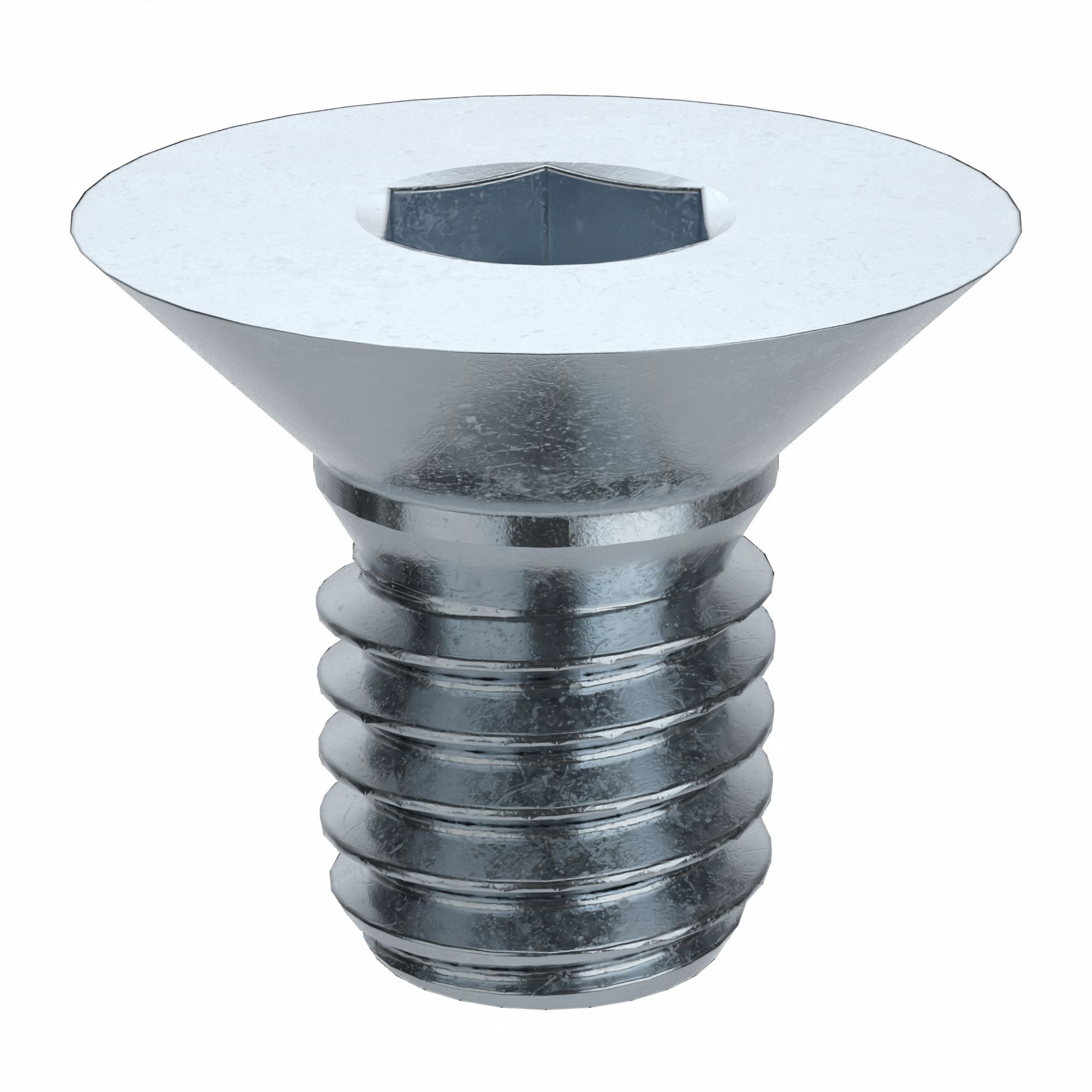 Socket Flat Head Screw: M6x1.00 Thread Size, 10 mm Lg, Flat, Zinc Plated, Alloy Steel, 100 PK