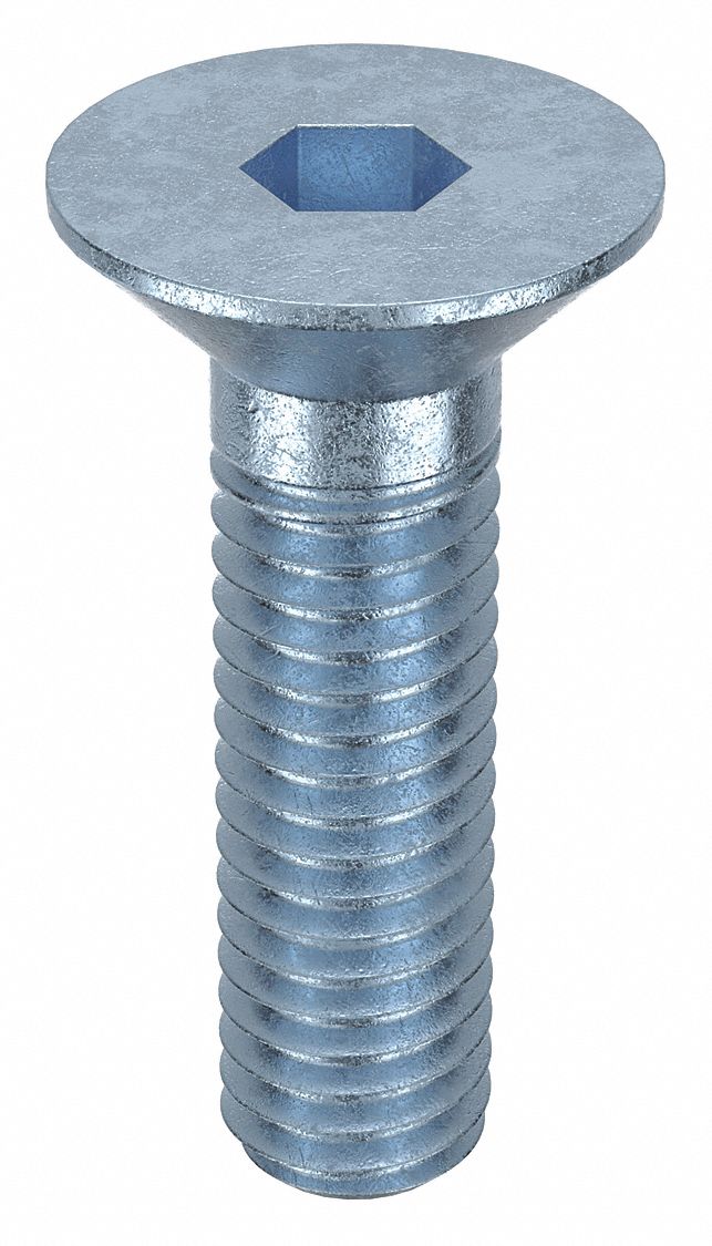 Socket Flat Head Screw: M6x1.00 Thread Size, 20 mm Lg, Flat, Zinc Plated, Alloy Steel, 100 PK