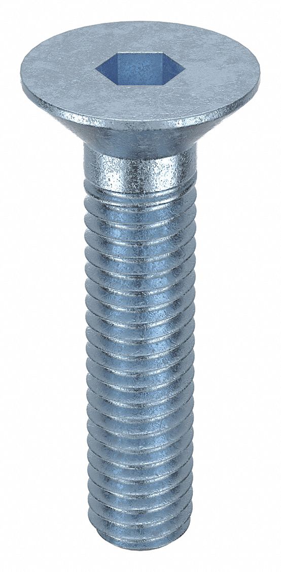 Socket Flat Head Screw: M6x1.00 Thread Size, 25 mm Lg, Flat, Zinc Plated, Alloy Steel, 100 PK