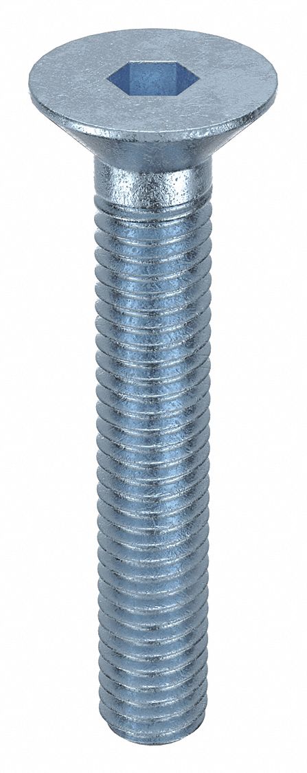 Socket Flat Head Screw: M6x1.00 Thread Size, 35 mm Lg, Flat, Zinc Plated, Alloy Steel, 100 PK
