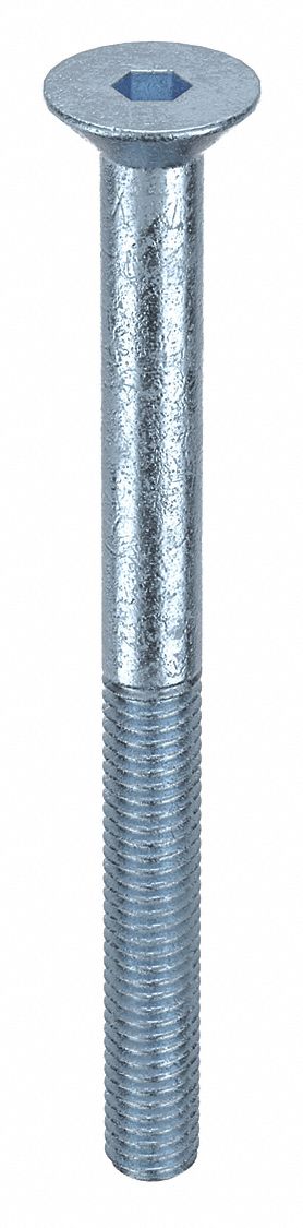 Socket Flat Head Screw: M6x1.00 Thread Size, 70 mm Lg, Flat, Zinc Plated, Alloy Steel, 100 PK