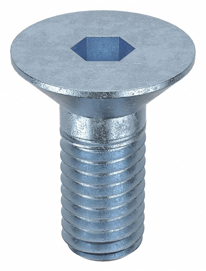 Socket Flat Head Screw: M8x1.25 Thread Size, 16 mm Lg, Flat, Zinc Plated, Alloy Steel, 100 PK