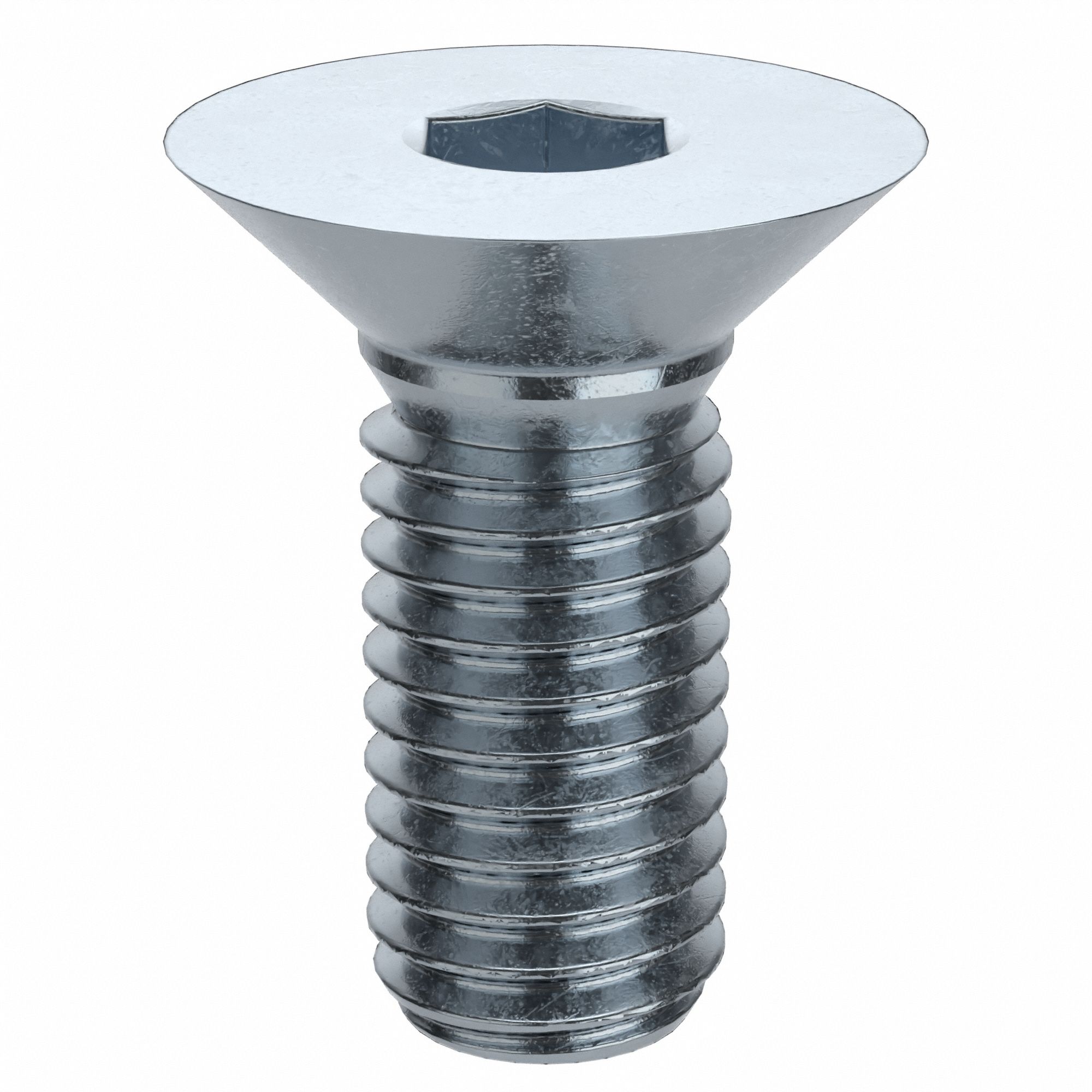 Socket Flat Head Screw: M8x1.25 Thread Size, 20 mm Lg, Flat, Zinc Plated, Alloy Steel, 100 PK