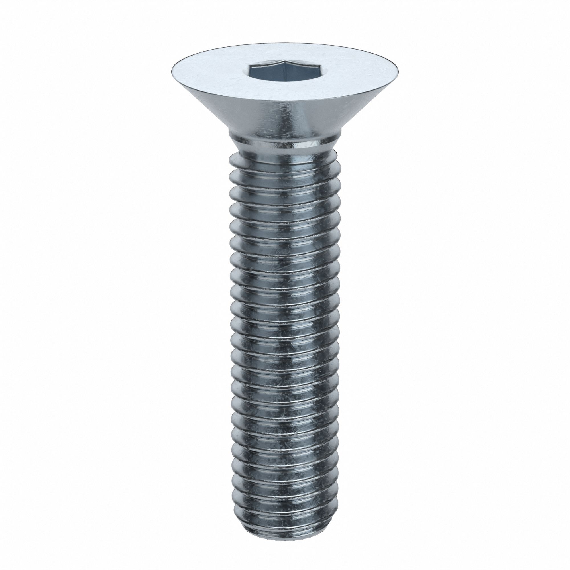 Socket Flat Head Screw: M8x1.25 Thread Size, 35 mm Lg, Flat, Zinc Plated, Alloy Steel, 100 PK