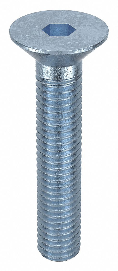 Socket Flat Head Screw: M8x1.25 Thread Size, 40 mm Lg, Flat, Zinc Plated, Alloy Steel, 100 PK