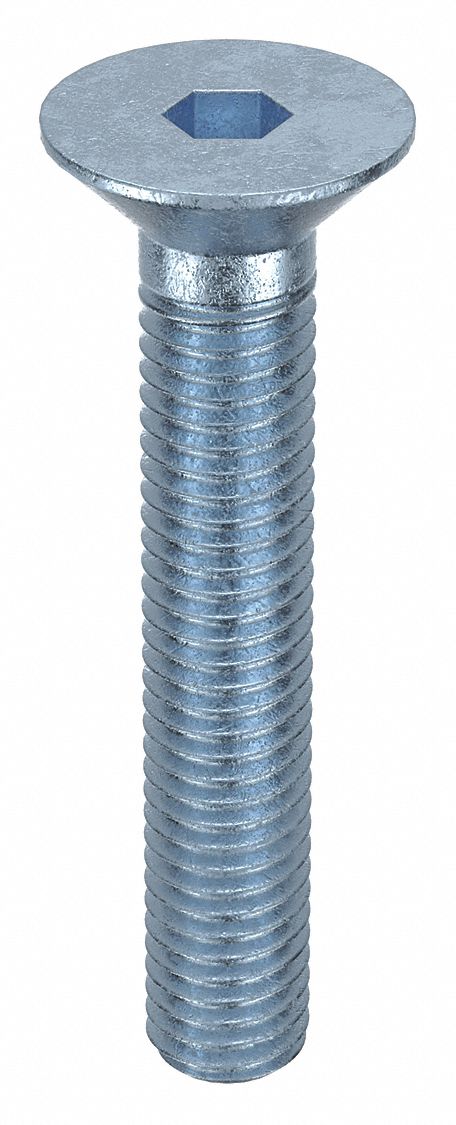 Socket Flat Head Screw: M8x1.25 Thread Size, 45 mm Lg, Flat, Zinc Plated, Alloy Steel, 100 PK