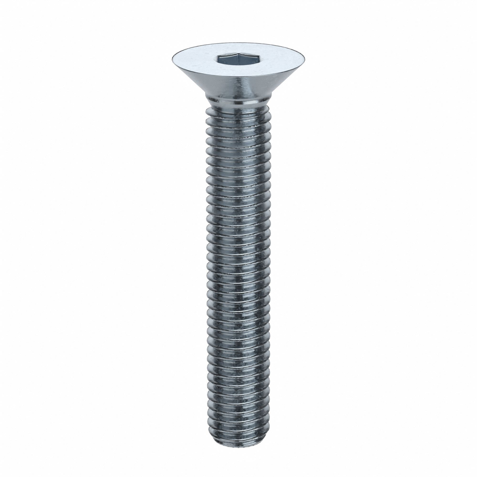 Socket Flat Head Screw: M8x1.25 Thread Size, 50 mm Lg, Flat, Zinc Plated, Alloy Steel, 100 PK