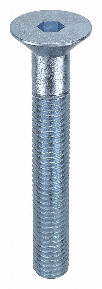 Socket Flat Head Screw: M8x1.25 Thread Size, 55 mm Lg, Flat, Zinc Plated, Alloy Steel, 100 PK