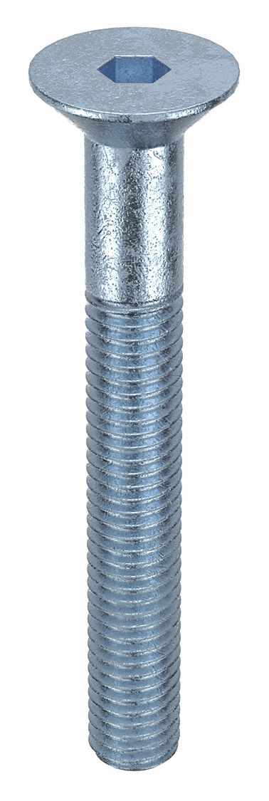 Socket Flat Head Screw: M8x1.25 Thread Size, 60 mm Lg, Flat, Zinc Plated, Alloy Steel, 100 PK