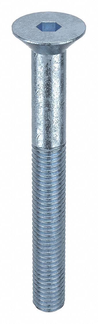Socket Flat Head Screw: M8x1.25 Thread Size, 70 mm Lg, Flat, Zinc Plated, Alloy Steel, 100 PK