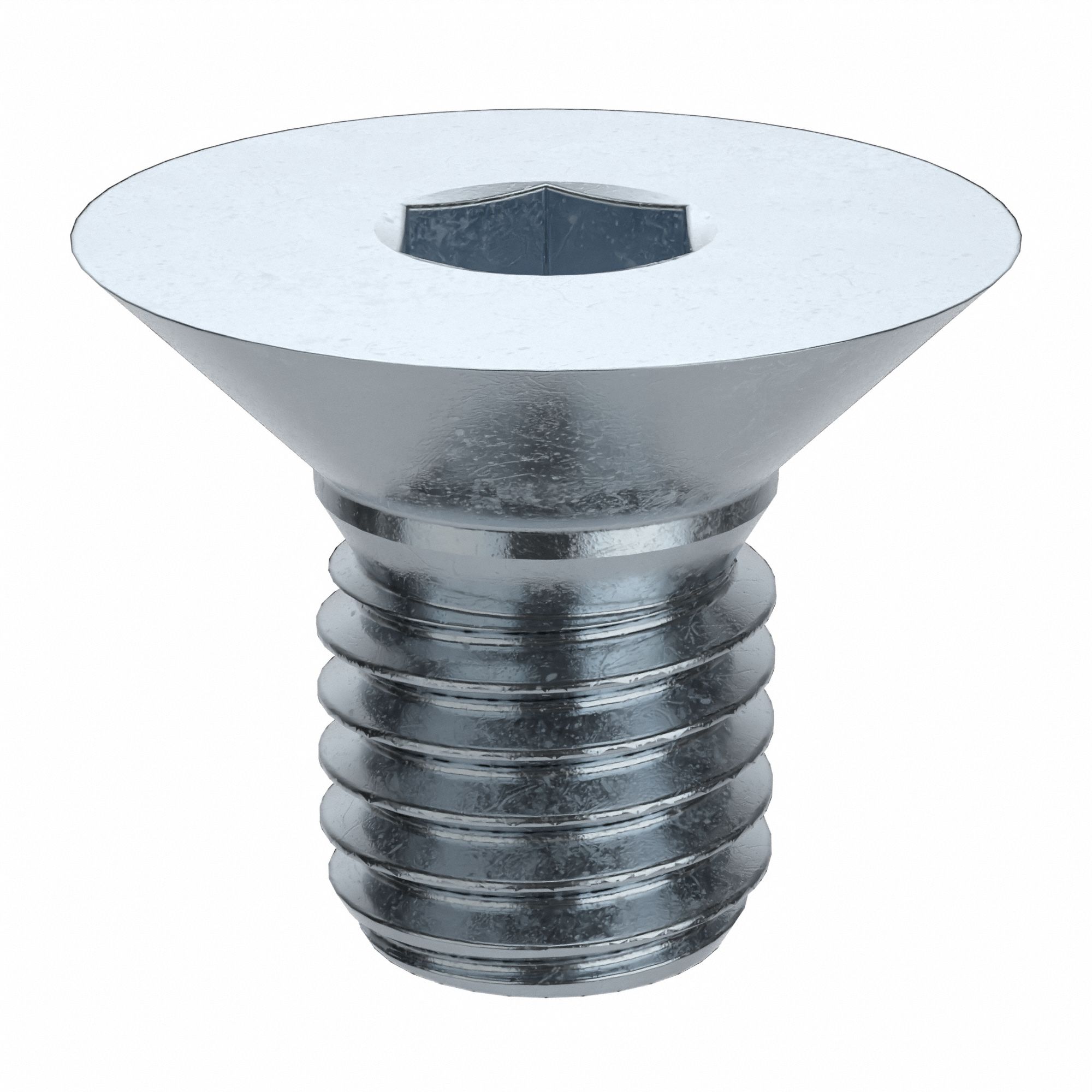 Socket Flat Head Screw: M10x1.50 Thread Size, 16 mm Lg, Flat, Zinc Plated, Alloy Steel, 100 PK