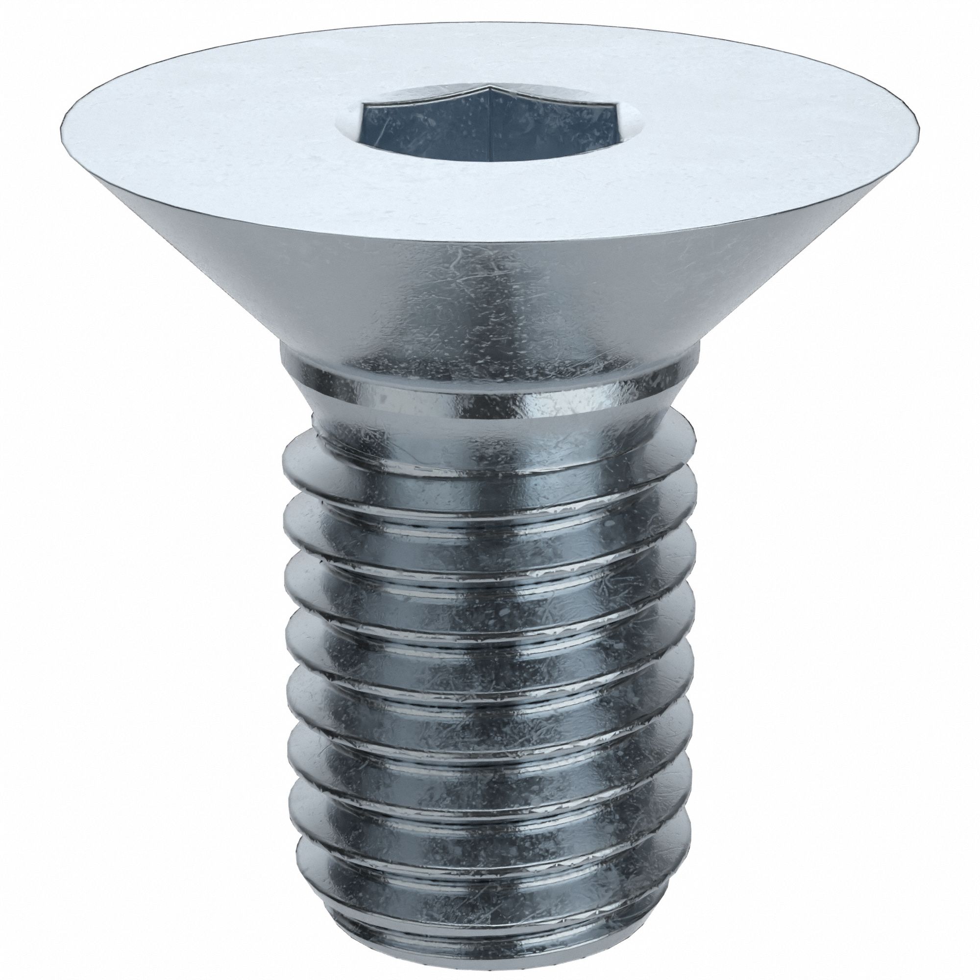 Socket Flat Head Screw: M10x1.50 Thread Size, 20 mm Lg, Flat, Zinc Plated, Alloy Steel, 100 PK
