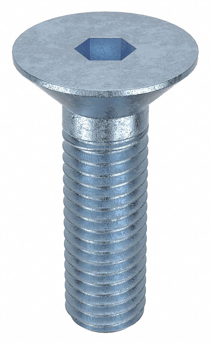 Socket Flat Head Screw: M10x1.50 Thread Size, 30 mm Lg, Flat, Zinc Plated, Alloy Steel, 100 PK