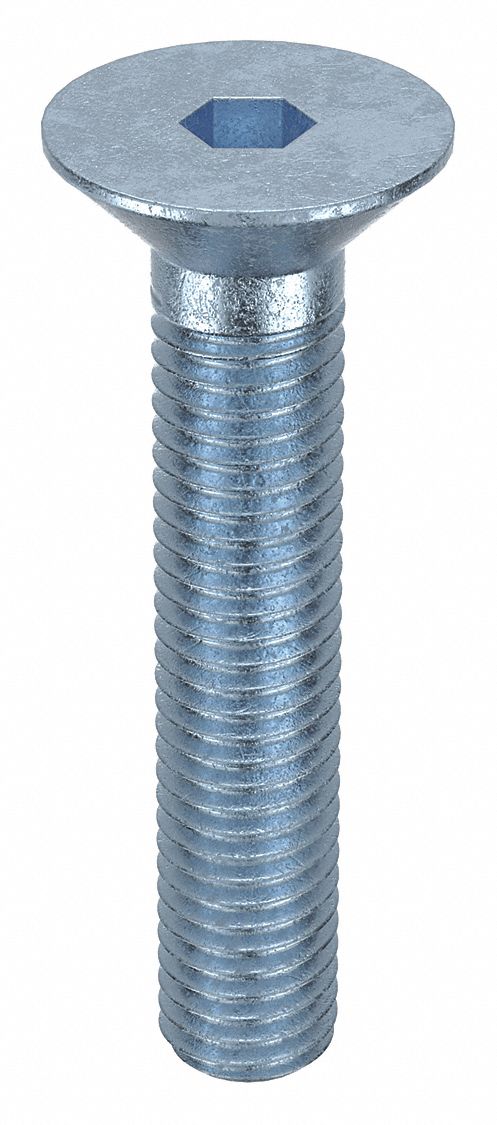 Socket Flat Head Screw: M10x1.50 Thread Size, 50 mm Lg, Flat, Zinc Plated, Alloy Steel, 50 PK