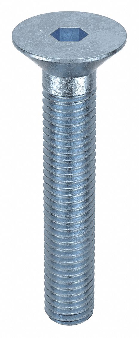 Socket Flat Head Screw: M10x1.50 Thread Size, 55 mm Lg, Flat, Zinc Plated, Alloy Steel, 50 PK