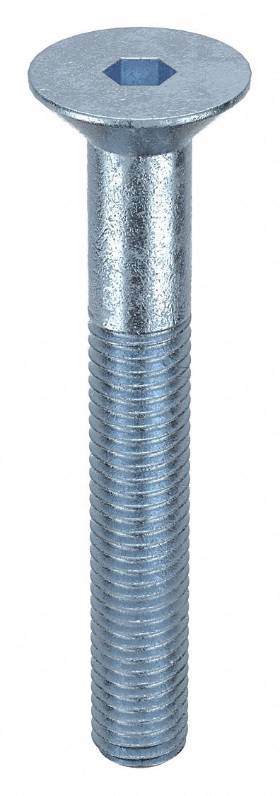 Socket Flat Head Screw: M10x1.50 Thread Size, 70 mm Lg, Flat, Zinc Plated, Alloy Steel, 50 PK
