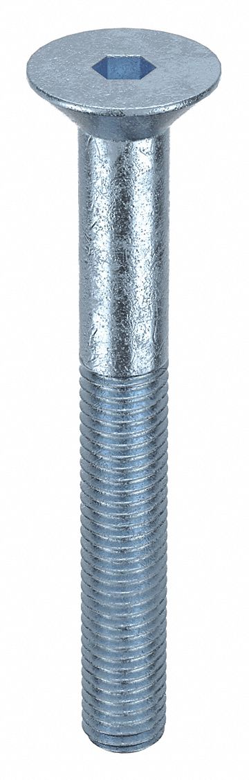 Socket Flat Head Screw: M10x1.50 Thread Size, 80 mm Lg, Flat, Zinc Plated, Alloy Steel, 50 PK