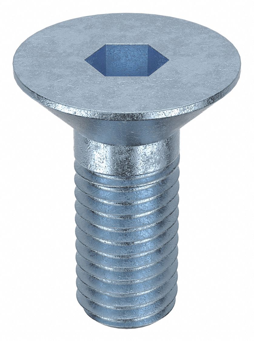 Socket Flat Head Screw: M12x1.75 Thread Size, 25 mm Lg, Flat, Zinc Plated, Alloy Steel, 50 PK