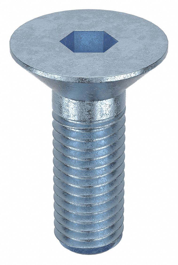 Socket Flat Head Screw: M12x1.75 Thread Size, 30 mm Lg, Flat, Zinc Plated, Alloy Steel, 50 PK