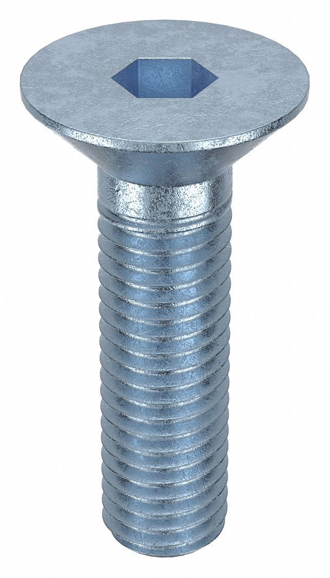 Socket Flat Head Screw: M12x1.75 Thread Size, 40 mm Lg, Flat, Zinc Plated, Alloy Steel, 50 PK