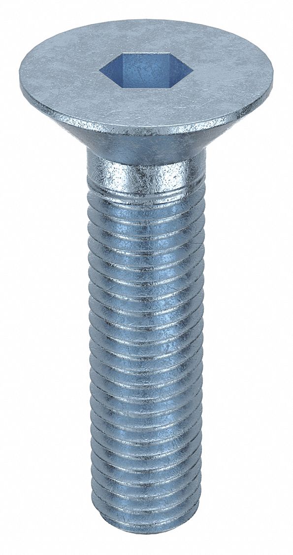 Socket Flat Head Screw: M12x1.75 Thread Size, 45 mm Lg, Flat, Zinc Plated, Alloy Steel, 50 PK
