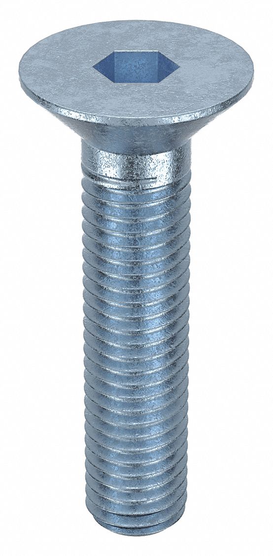 Socket Flat Head Screw: M12x1.75 Thread Size, 50 mm Lg, Flat, Zinc Plated, Alloy Steel, 50 PK