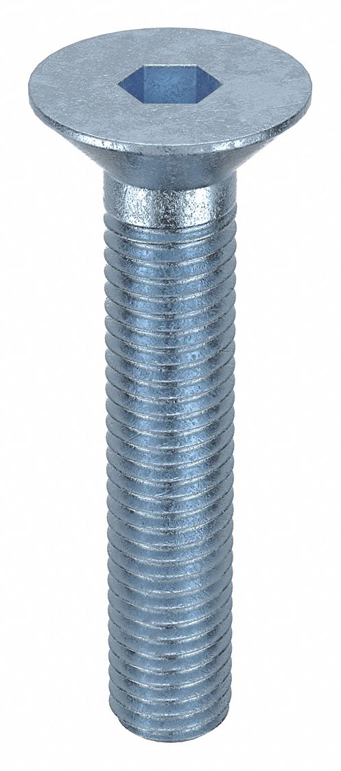 Socket Flat Head Screw: M12x1.75 Thread Size, 60 mm Lg, Flat, Zinc Plated, Alloy Steel, 50 PK
