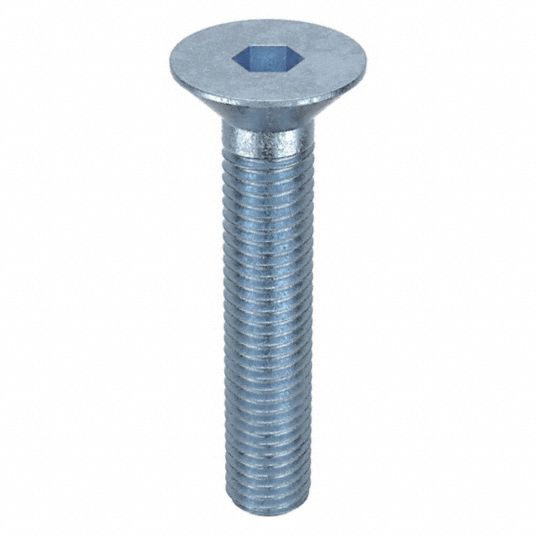 Socket Flat Head Screw: M12-1.75 Thread Size, 60 mm Lg, Flat, Zinc Plated,  Steel, Class 8, 50 PK