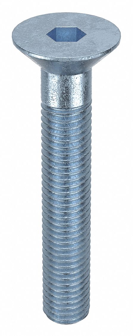 Socket Flat Head Screw: M12x1.75 Thread Size, 70 mm Lg, Flat, Zinc Plated, Alloy Steel, 25 PK
