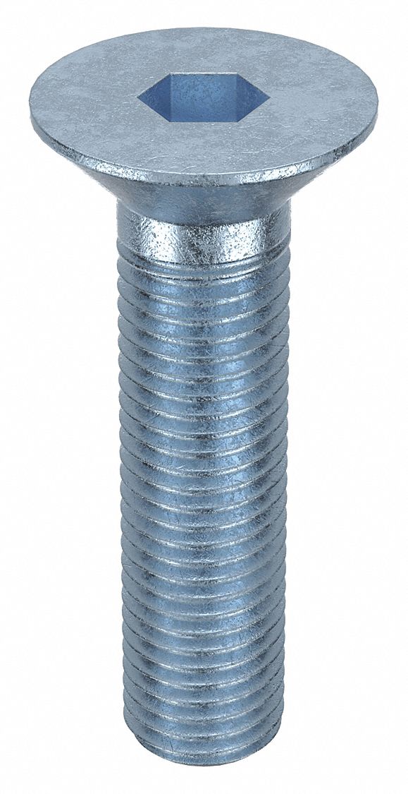 Socket Flat Head Screw: M16x2.00 Thread Size, 60 mm Lg, Flat, Zinc Plated, Alloy Steel, 25 PK