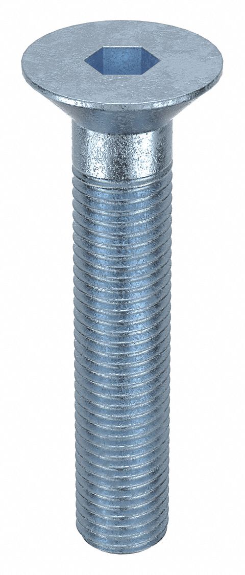 Socket Flat Head Screw: M16x2.00 Thread Size, 80 mm Lg, Flat, Zinc Plated, Alloy Steel, 25 PK