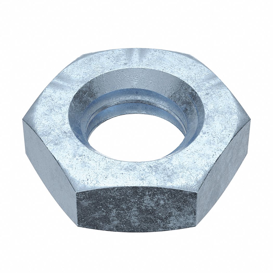 Hex Nut: Jam Hex, M5x0.80 Thread, 8 mm Hex Wd, 2.7 mm Hex Ht, Steel, Class 4, Zinc-Plated, 100 PK