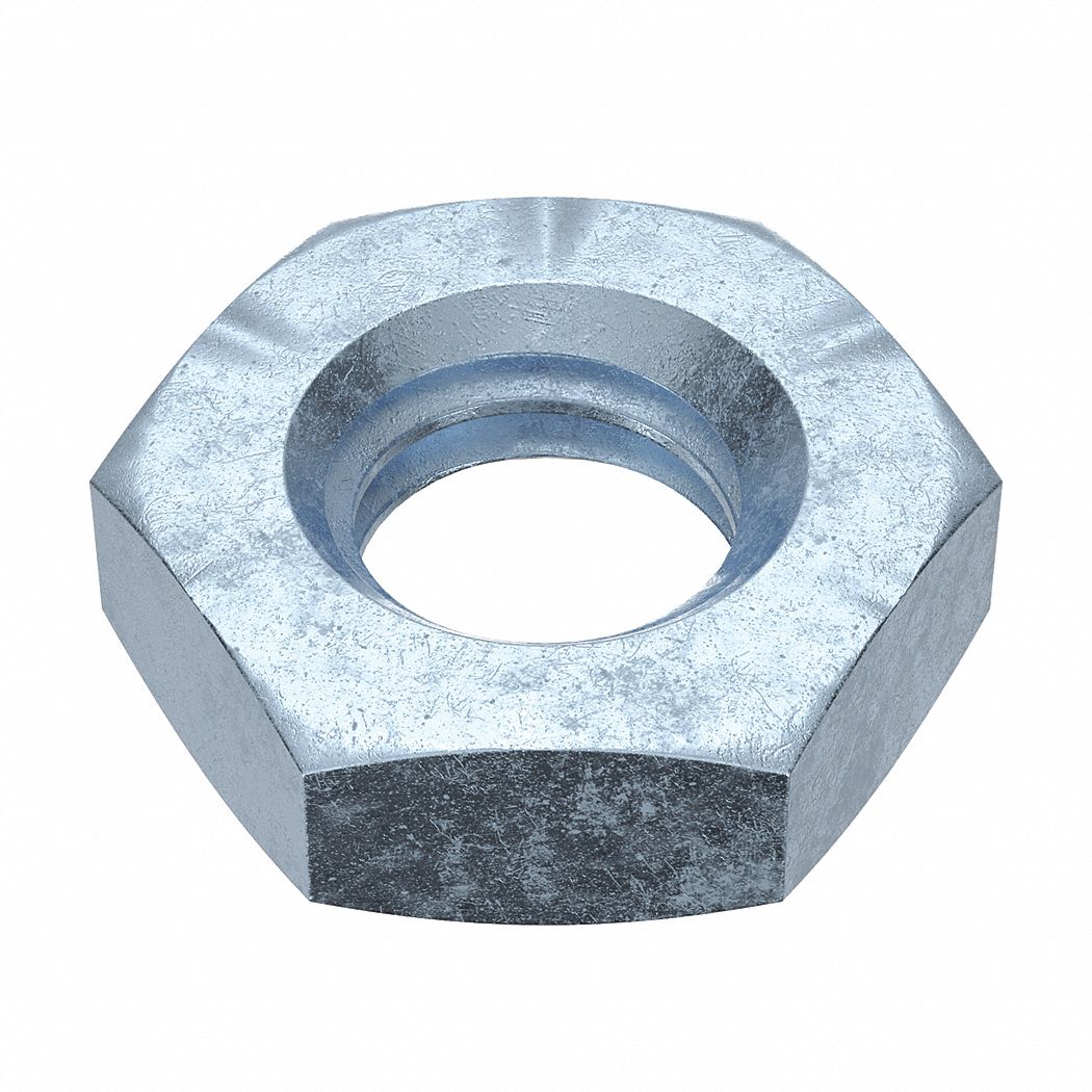Hex Nut: Jam Hex, M6x1.00 Thread, 10 mm Hex Wd, 3.2 mm Hex Ht, Steel, Class 4, Zinc-Plated, 100 PK