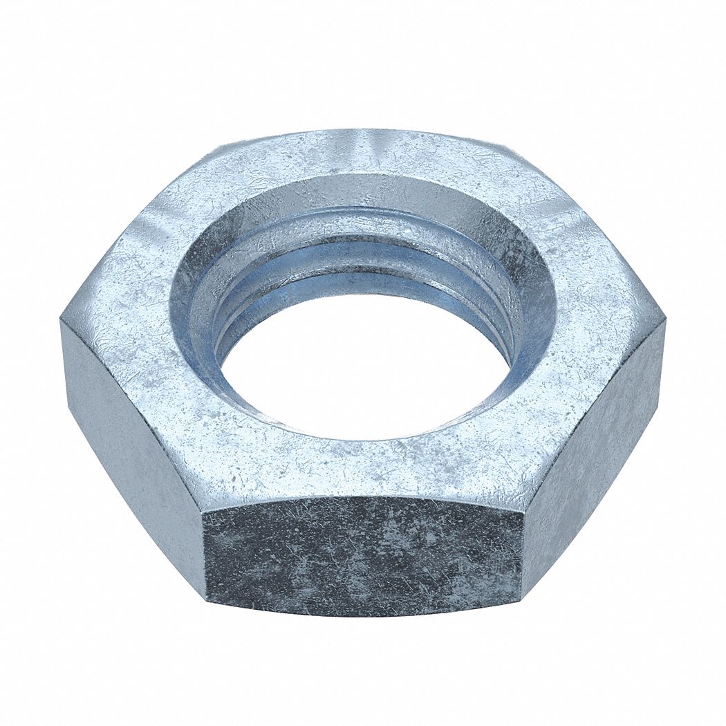 Hex Nut: Jam Hex, M16x2.00 Thread, 24 mm Hex Wd, 8 mm Hex Ht, Steel, Class 4, Zinc-Plated, 50 PK