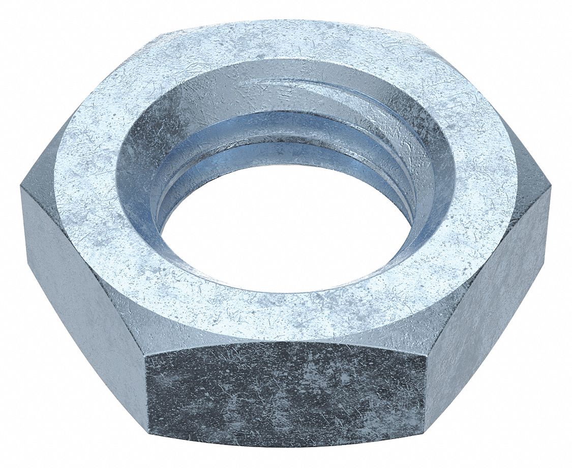 Hex Nut: Jam Hex, M18x2.50 Thread, 27 mm Hex Wd, 9 mm Hex Ht, Steel, Class 4, Zinc-Plated, 25 PK