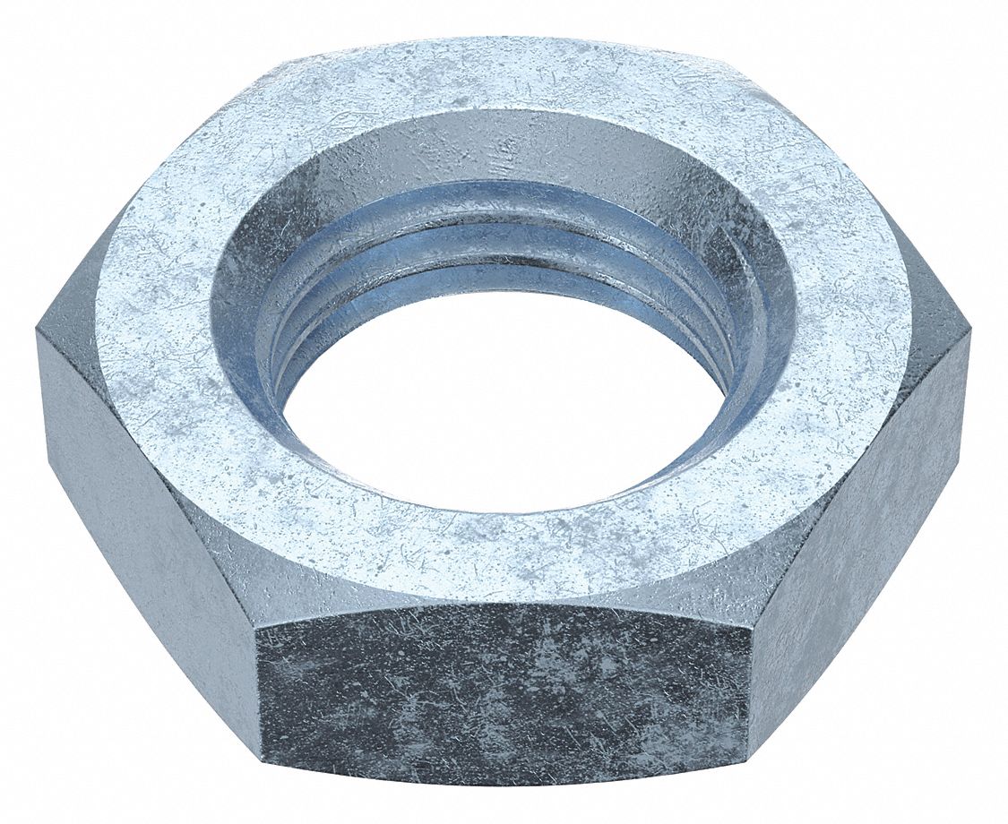Hex Nut: Jam Hex, M36x4.00 Thread, 55 mm Hex Wd, 18 mm Hex Ht, Steel, Class 4, Zinc-Plated, 5 PK