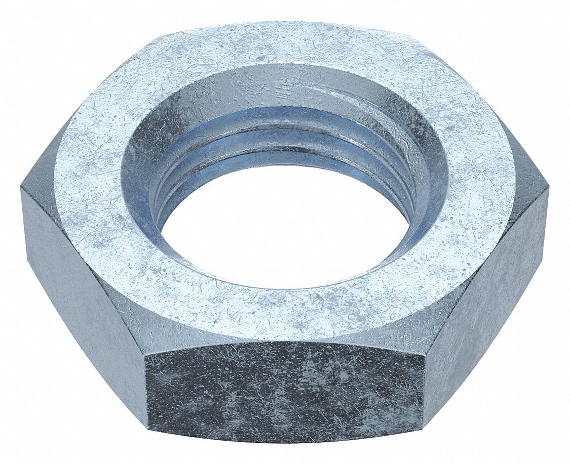 Hex Nut: Jam Hex, M42x4.50 Thread, 65 mm Hex Wd, 21 mm Hex Ht, Steel, Class 4, Zinc-Plated, Shorter